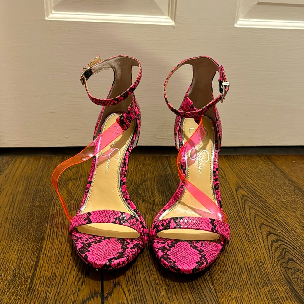 New Jessica Simpson Pink Snakeskin Heels 8.5